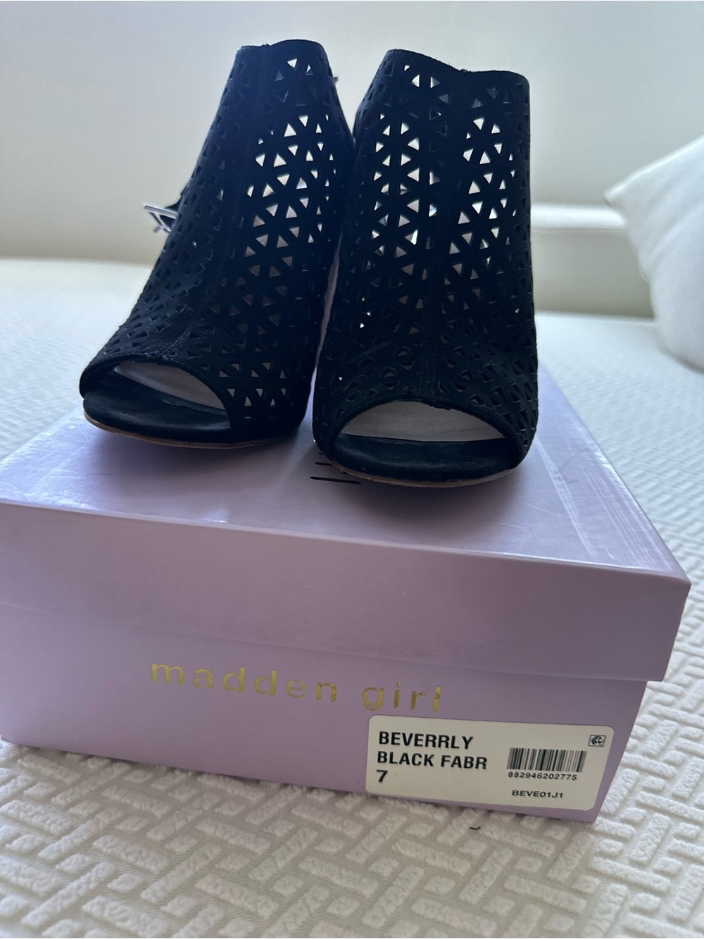 Madden Girl Black Laser-Cut Peep Toe Booties